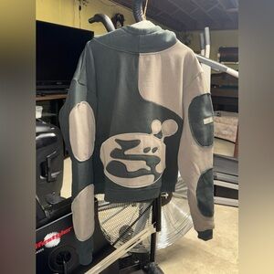 Off God Hoodie Green and Gray with Modern Design Unworn